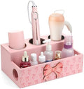 Pink Bow Hair Tool Organizer Countertop Wooden Blow Dryer Holder by Unknown