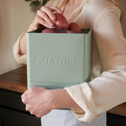 Beautiful Potato and Onion Storage Container Set - Food Safe Metal Bins - Image 2