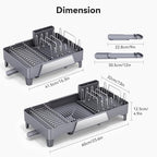 Urackify Large Dish Drying Rack, Expandable Dish Drainer, Gray - Image 3