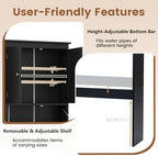 GIANTEX Over The Toilet Storage Cabinet, 31.5''W Freestanding Space Saver with Doors, Adjustable Shelf & Toilet Paper Holder, Over Toilet Bathroom Organizer for Laundry, Restroom, Black - Image 5