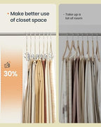 SONGMICS HOME Velvet Pants Hangers with Adjustable Clips, Non-Slip Space-Saving Clothes Hangers, 30 Pack, Shoulder Notches for Skirts, Beige - Image 4