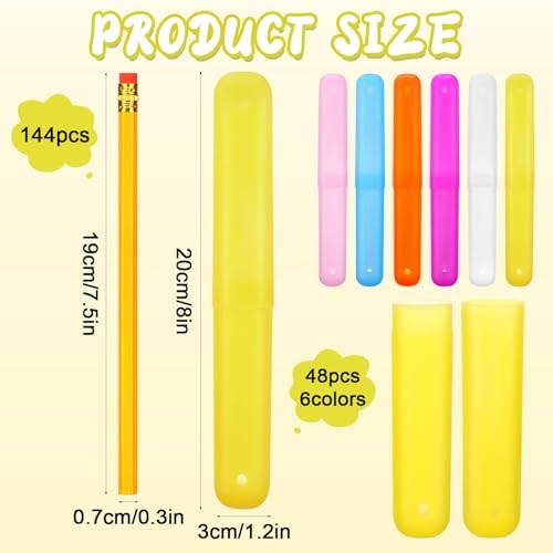 48 Sets 48 Travel Toothbrush Holder with 144 Pencils Multipurpose Toothbrush Case with Ventilation Hole Plastic Toothpaste Boxes Containers Portable Dust-Proof Tooth Brush Cover Protector for School - Image 2