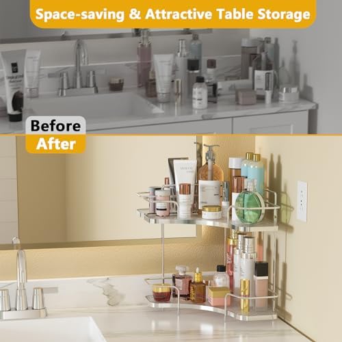 FOLLOWIN 2 Tier Bathroom Organizer Countertop Corner, Makeup Organizer - Image 5