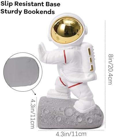 Space Decor Bookends, Fun Resin Astronaut Book Ends for Kids - Image 2