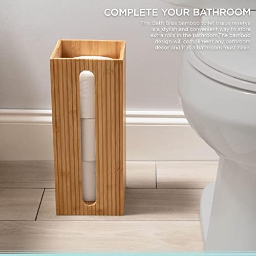 Bath Bliss Square Toilet Tissue Reserve | Dimensions: 5.71 x 5.71 x 14.17 | Bamboo Design | Bathroom Décor | Holds 3 Roles | Easy to Clean | Bamboo - Image 5