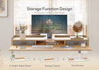 Claiks Standing Desk with Drawers & Wheels, 2 Height Shelf 40" Natural - Image 4