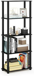 Furinno Turn-N-Tube 5-Tier Multipurpose Shelf / Display Rack / Storage Shelf / Bookshelf, Square Tubes, Americano/Black by Furinno-FitsYourSpaceFitsYourBudget