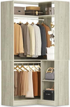 Aheaplus Corner Closet System with Shelves, L Shaped Walk-in Closets, White Oak by Aheaplus