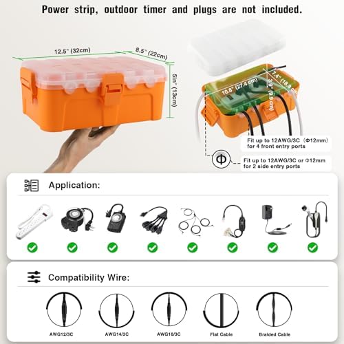 Flemoon Large IP54 Waterproof Outdoor Electrical Box with Transparent Lid - Image 3