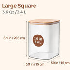 ComSaf Glass Storage Jars with Bamboo Lids 3.6 Qt 2 Pack Large Wide Mouth - Image 2