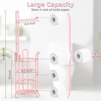 TomCare Toilet Paper Holder Stand Free Standing, Holds 4 Mega Rolls, Pink - Image 2