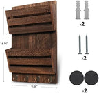 Mail Organizer Wall Mount with 4 Key Hooks, Rustic Wooden Hanging Mail Sorter Farmhouse Key Holder for Wall Decoration, 2-Slot Wall File and Magazines Bill Letter Holder (Brown) - Image 4
