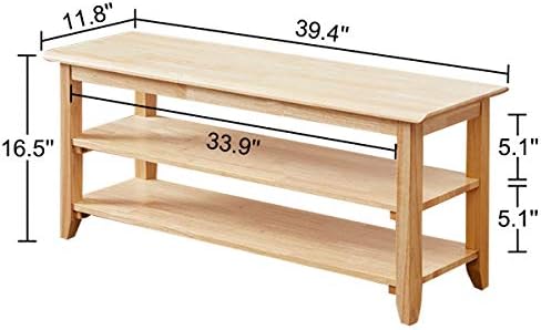XKZG Shoe Rack Bench Wooden Storage Bench Entryway Bench, Natural, 39.4" - Image 2