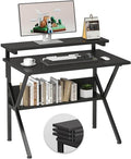 COTUBLR Small Desk, 27.5 Inch Small Computer Desk for Small Spaces, Computer Desk with Adjustable Monitor Stand, Compact Desk with Storage, Tiny Desk Study Desk for Bedroom Home Office, Black by COTUBLR