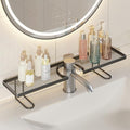 Sink Organizer Rack,No-Drill Freestanding Carbon Steel Faucet Storage Shelf, Washbasin Shelf, Tool-Free Organizer, Space-Saving Bathroom Countertop Organizer, Easy Drainage New (Black) by Unknown
