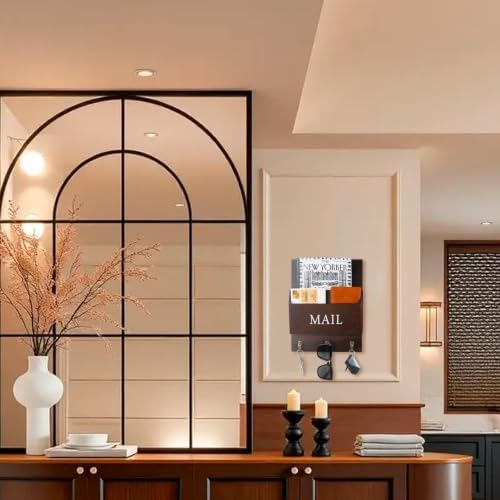 DLQuarts Solid Wood Mail Organizer with Key Holder for Wall, Mail Sorter Wall Mounted, Decorative Wooden Key and Mail Holder with 3 Hooks, Dark Walnut - Image 6