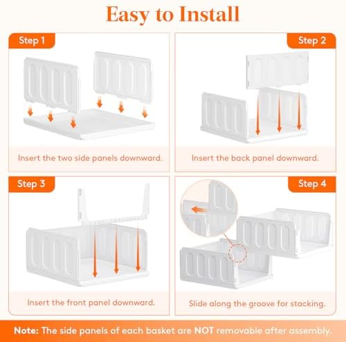 Lifewit 8 Pack Stackable Closet Storage Organizers for Clothes 14" Depth - Image 6