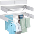 FOCHIER F Laundry Drying Rack Wall Mounted Clothes Drying Rack Collapsible with 5 Aluminum Rods and Drilling Template Long Screwdriver Bit 60 lbs Capacity (White, 31.5") by FOCHIERF