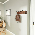 SKOLOO Rustic Coat Rack Wall Mount, 16" Stud Spacing, Solid Wood, Brown - Image 2