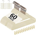 VECELO Premium Velvet Clothes Hangers Suit Heavy Duty (60 Pack)-Non Slip & Space-Saving with 8 Finger Clips & Tie Rack Excellent for Men and Women,Beige by VECELO