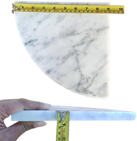 9 Inch Natural Marble Corner Shower Shelf for Bathroom, Grey Veining On Soft White Base Marble Corner Shelves for Bath Wall Mounted Both Side Polished - Image 5