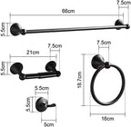 BGL Bathroom Hardware Set Matte Black Adjustable Expandable Bath Towel Bars Bathroom Accessory Set Towel Racks 8-Pieces Wall Mount - Image 5
