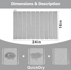 Large Stone Dish Drying Mat for Kitchen Counter,Equipped Dish Rack, Diatomaceous Earth Material, Foldable and Super Absorbent Dish Drying Pad Suitable for Tableware, Bottles and Cup (Grey, 24×16 IN) - Image 2
