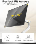 NB SmooVex™ Single Monitor Arm for Monitors 17'' to 32 inch, Mechanical Spring Mount Load up to 9 kg, VESA 75/100 mm Monitor-Mount A5 (White) - Image 4