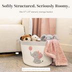 Elephant Baby Storage Basket for Girls, Cotton Rope Nursery Bin, 15x11 in - Image 2