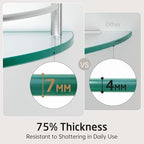 KES Glass Corner Shelf with Hooks 18/8 Stainless Steel, Tempered Glass Bathroom Corner Shelf with Rail, Shower Glass Shelf 3 Pack Wall Mounted, Brushed Finish, BGS2101A-2-P3 - Image 5