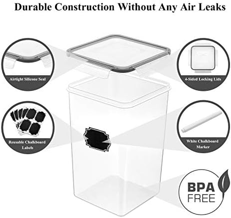 Wildone Flour Sugar Storage Containers 6.5L, 4 PCS, Black - Image 4