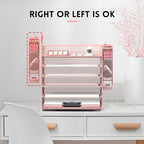 Supeasy 6 Tier Desk Organizer with 4 Pen Holders & Mesh Paper Trays Pink - Image 4