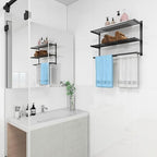 Bethom Bathroom Towel Rack with 2 Bars, 24 Inch Towel Shelf, Matte Black - Image 6