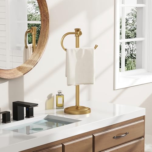 BESy Stand Hand Towel Holder, Countertop Towel Bar, Brushed Gold - Image 2