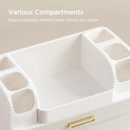 HBlife Makeup Organizer for Vanity with Brush Holder, Large Bathroom Countertop Cosmetic Organizer Skin Care Storage, Easy to Store Nail Polishes, Perfumes, Eyeshadow Palettes, Pearl All White - Image 5