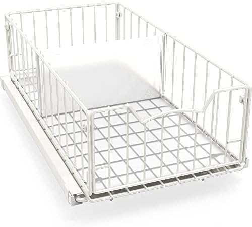 Simple Houseware Pull-Out Cabinet Sliding Basket, 17.2Dx9.7Wx5H, White by SimpleHouseware