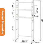 Simple Trending Over The Toilet Storage Rack with Toilet Paper Holder, Heavy Duty Metal 3 Tier Bathroom Organizer Shelf with 3 Hooks, White - Image 3
