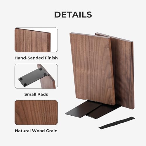 Muso Wood Handmade Walnut Non-Skid Book Ends, 3 Pairs - Image 5