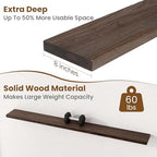 Floating Shelves for Wall Decor, 8 Inch Deep Rustic Solid Elm Wood Floating Shelves Wall Mounted, Wall Shelves with Invisible Bracket for Living Room Bathroom Bedroom Kitchen, 72 Inch Set of 1, Walnut - Image 5