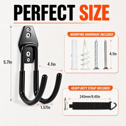 Garage Tool Hooks Wall Mount, 6 Pack Heavy Duty Storage Hooks for Garden Tools, Wall Hooks for Garden Hoses, Brooms, Ladders, Garage Storage and Organization Accessories - Image 2