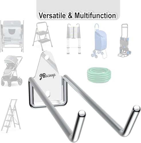 JBscoop 4 Stainless Steel 304 Garage Hooks, Heavy Duty Organizer & Wall Mount Hanger Rack for Tools, Equipment, and More, Rust-Resistant & Durable - Image 2