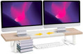Across-Star Dual-Monitor-Stand-Riser-For-Desk Adjustable Length 32-40 Inch，Large Desktop Computer Monitor Riser For 2 Screens，Desk Shelf Organizer Riser Stand For Computer/Laptop/PC/Printer/TV Black by Acorss-Star