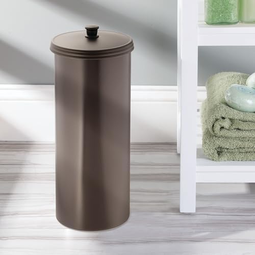 iDesign Freestanding Bathroom Toilet Paper Storage Holder with Lid for 3 Extra Rolls,Bronze,(Pack of 4) - Image 5
