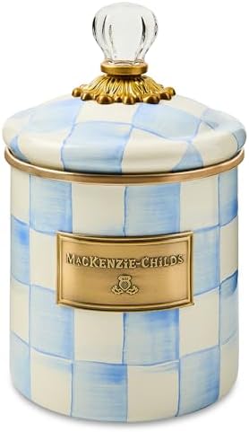 MACKENZIE-CHILDS Enamel Canister, Small, Light-Blue-and-White Sky Check by Unknown