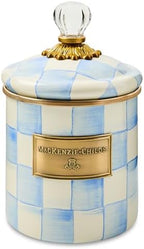 MACKENZIE-CHILDS Enamel Canister, Small, Light-Blue-and-White Sky Check by Unknown
