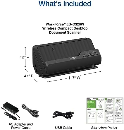 Epson Workforce ES-C320W Wireless Compact Document Scanner Duplex 20-pg ADF - Image 6