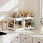 APRTAT 2 Pack Bamboo Under Sink Organizer, 2-Tier Pull Out Storage Drawers - Image 2