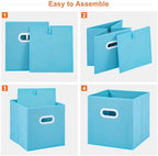 Stero Fabric Storage Cubes Bins, 13 inch Fun Colored Foldable Storage Baskets with Dual Plastic Handle for Home, Kids Room, Closet and Toys Organization, Multi Colored, Set of 6 - Image 3