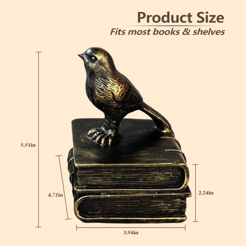 Dosker Bird Decorative Book Ends for Shelves (Retro Bronze) - Image 4