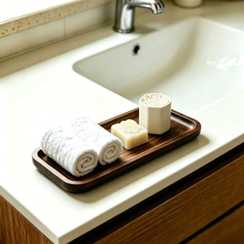 PRIMORE Premium Walnut Decorative Tray - 11.8"x4.7"x0.8" Slim Wood Organizer for Coffee Table, Vanity & Entryway, Hand-Polished Solid Walnut, Durable & Warp-Resistant, Elegant Gift for Home & Office - Image 2